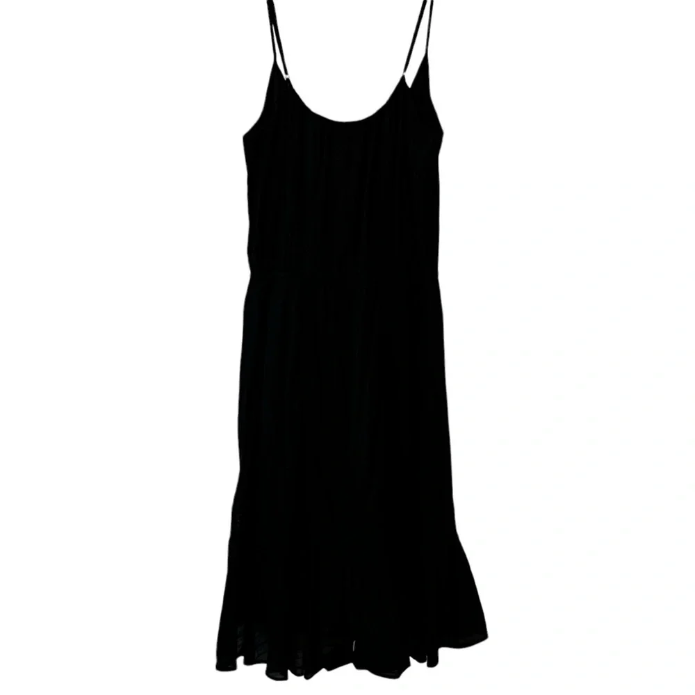 NEW Revolve Ella Moss  ‘Blanca’ Midi Dress in BLACK Large Ruffled Lace